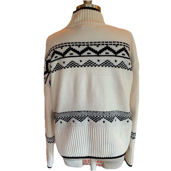 Christian Siriano Chenille Sweater Nordic Fair Isle Mock Neck Ski Soft Sz Large - Picture 6 of 11